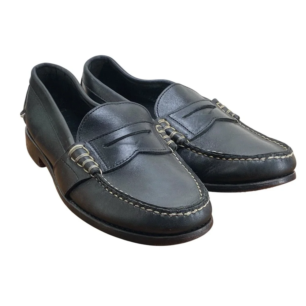 Polo Ralph Lauren Edric Leather Penny Loafers Men's Size 10D Black USA Rancourt